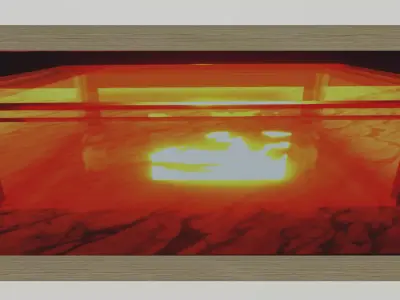 Painting fire in wooden frame Free low-poly 3D model