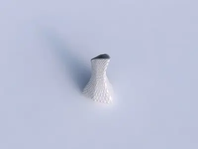 Vase puffy tappered triangle with diagonal grid plates 3D print model