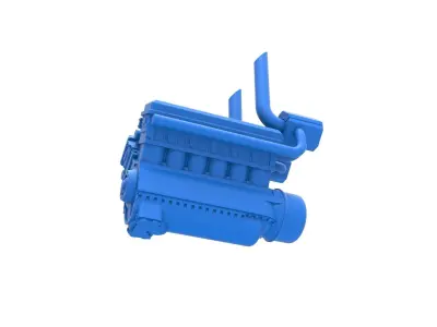Turbo engine V12 for pulling tractor Scale 1 to 25 3D print model