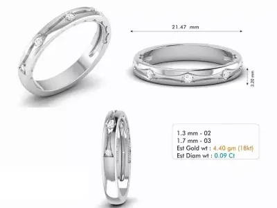 Diamond Wedding Ring  305 3D print model