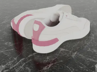 Puma 3D Shoes - White - Pink - Soft Foam Low-poly 3D model