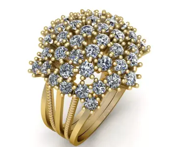 LUXURY HIP HOP DIAMOND RING 3D PRINTABLE MODEL  3D print model