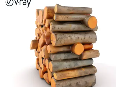 Stacked Wooden Logs Model Pack Low-poly 3D model