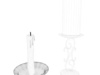Candles with Holders 3D model