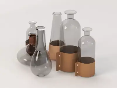 Glass And Faux Leather Vase 3D model