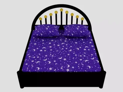 Luxury Bed with Pillows 3D Model Low-poly 3D model