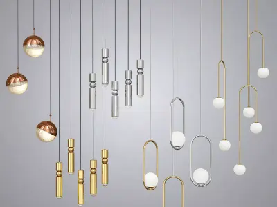 Four Hanging Lights 3D model