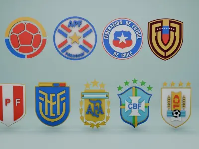 3D soccer logos from South America 3D model