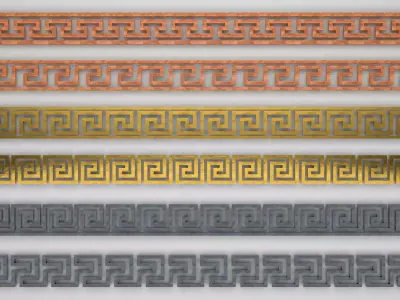 24 Greek Meander Tileable Patterns Low-poly 3D model