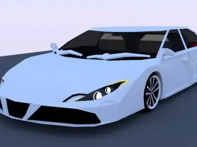 Sedan 3D Concept Low-poly 3D model