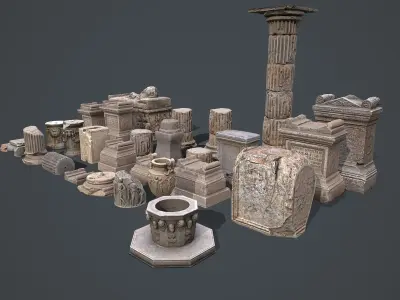 Roman Greek Objects Big Pack Low-poly 3D model