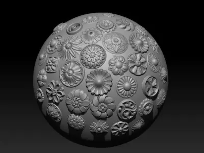 150 Ornament Brushes 4K Alphas and 3D Models- VOL 01 3D model