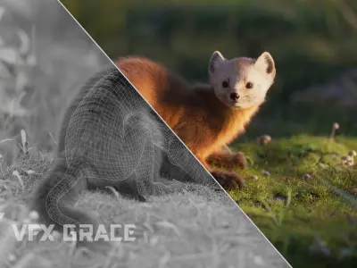 American Marten Animated VFX Grace 3D model