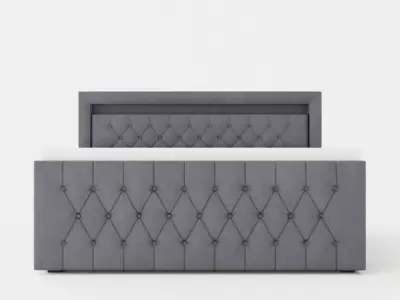 Complete Bed Package Dark Grey Low-poly 3D model