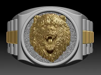 Bear Man Ring silver gold printable jewelry 3D print model