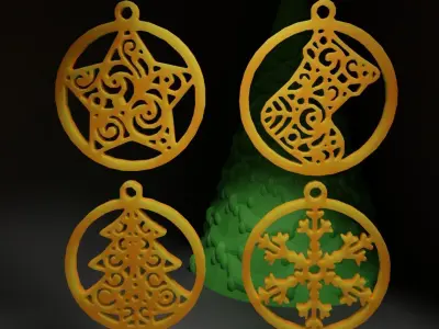 Christmas Ornament - Pendant - Christmas Tree Set 3D print model