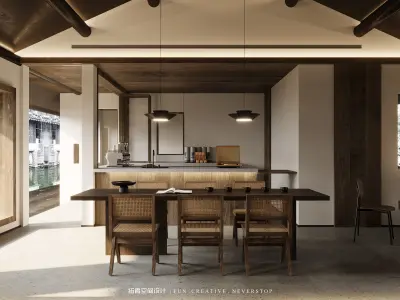 Elegant New Chinese Style Coffee Shop Complete 3DModel and CAD 3D model