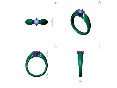 D-1531 solitaire diamond engagement ring 3D print model