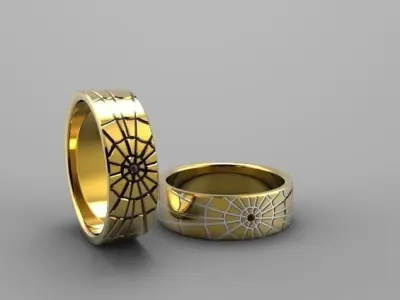 Ring two gold and silver wedding rings Free 3D print model