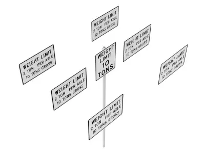 Road Sign - US - R12 Series Weight Limits 3D model