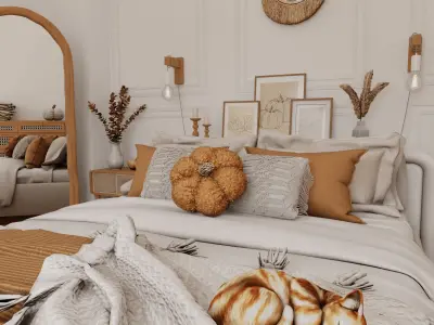 Autumn Bedroom Blender Scene 3D model