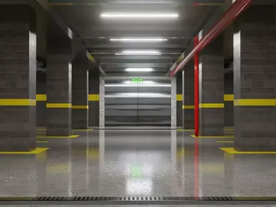 underground parking Low-poly 3D model