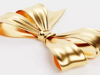 Ribbon Bow V4 - Gold Decorative Gift Wrapping 3D model