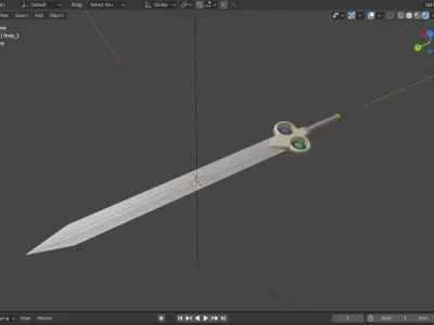 Fantasy Gemblade Sword - 3D Printable Model - STL OBJ GLB BLEND Free 3D model