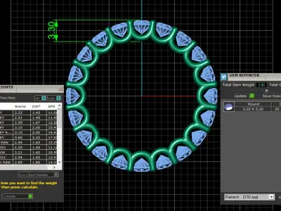 U Shaped Eternity Ring 3 point 2 mm stone size swiss 10 and EU50 3D print model