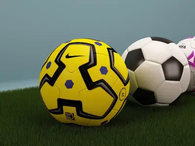 5 soccer balls 3D model