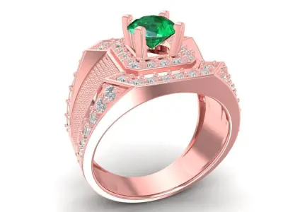 Luxury Emerald Diamond Men Ring 2213 3D print model