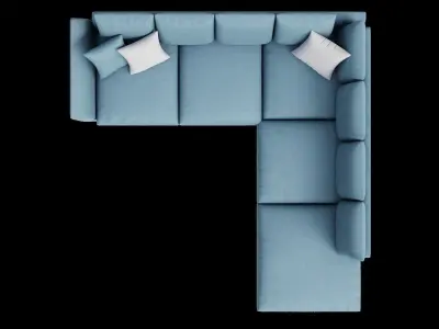 Long Blue Corner Sofa Low-poly 3D model