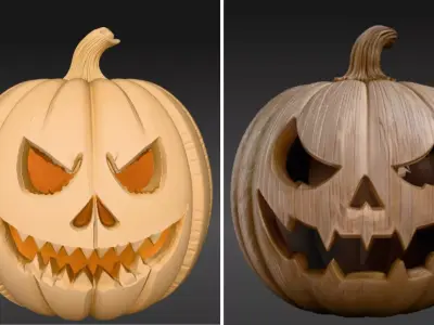 Jack O Lantern 3D Model Two Model Pack Halloween Print-Ready 3D model