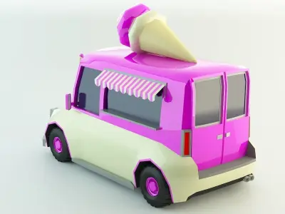 Low Poly Ice-Cream Van 3D model