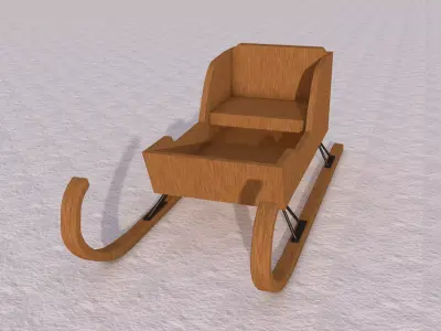 Wooden Sleigh 3D model