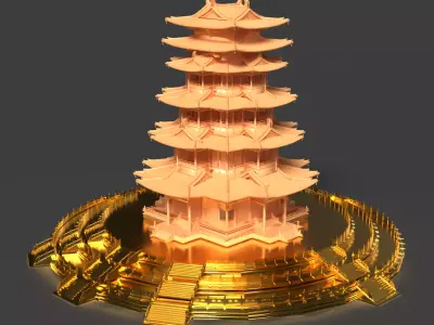 Chinese ancient tower  3D model 3