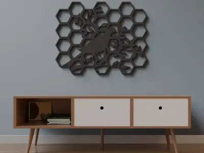 Wall decor hexagon bird 3D print model 3D print model