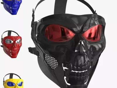 Skull Mask 4 colors Low-poly 3D model