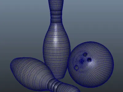Bowling pins and ball 3D model