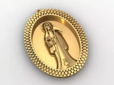  santa muerte holy death small size pendant 3D STL 3DM skull 3D print model