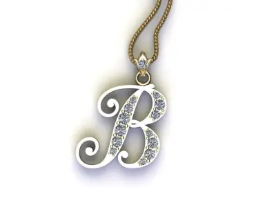 Alphabet V1 Font Style Pendant B 3D print model