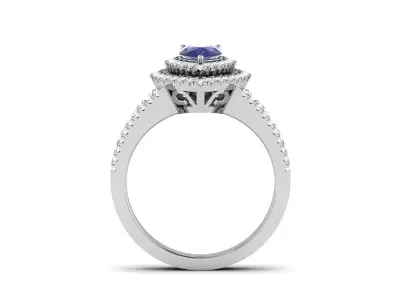 Women Solitaire Pear Stone Ring 3dm stl Render Detail 3D print model