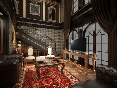 Classic Livingroom and Diningroom 3D model