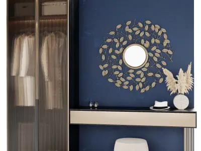 Hallway2 dressing room with walls and mirror 3D model