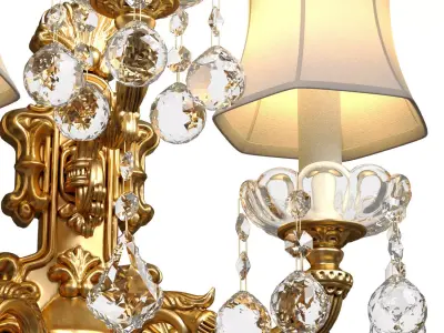 Golden Sconce in classic style with crystal lampshade Wall lamp 3D model
