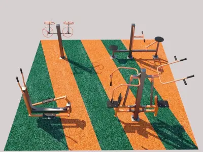 Outdoor fitness equipment 01 3D model