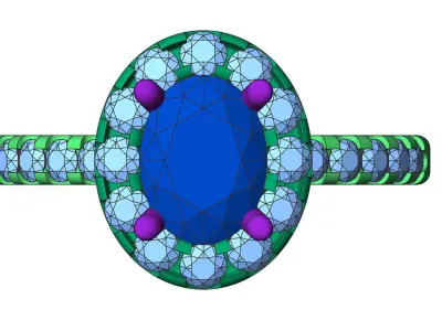 Oval halo engagement ring 3D print model