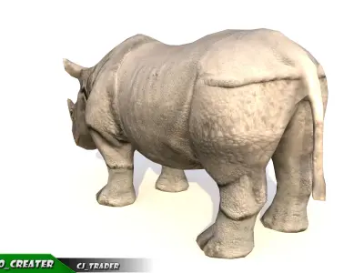 Lowpoly Rhinoceros Animated 3D model Low-poly 3D model