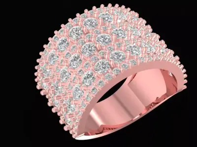 Luxury Full Pave Dome Ring Design for Women  2601 3D print model