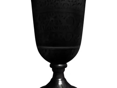 Ornate Silver Engraved Goblet Chalice Low-poly 3D model
